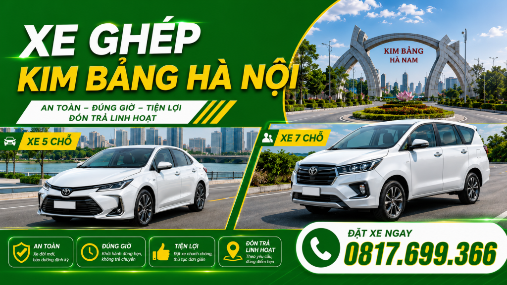 XE GHÉP KIM BẢNG – HÀ NỘI 1 xe tiện chuyến hà nam